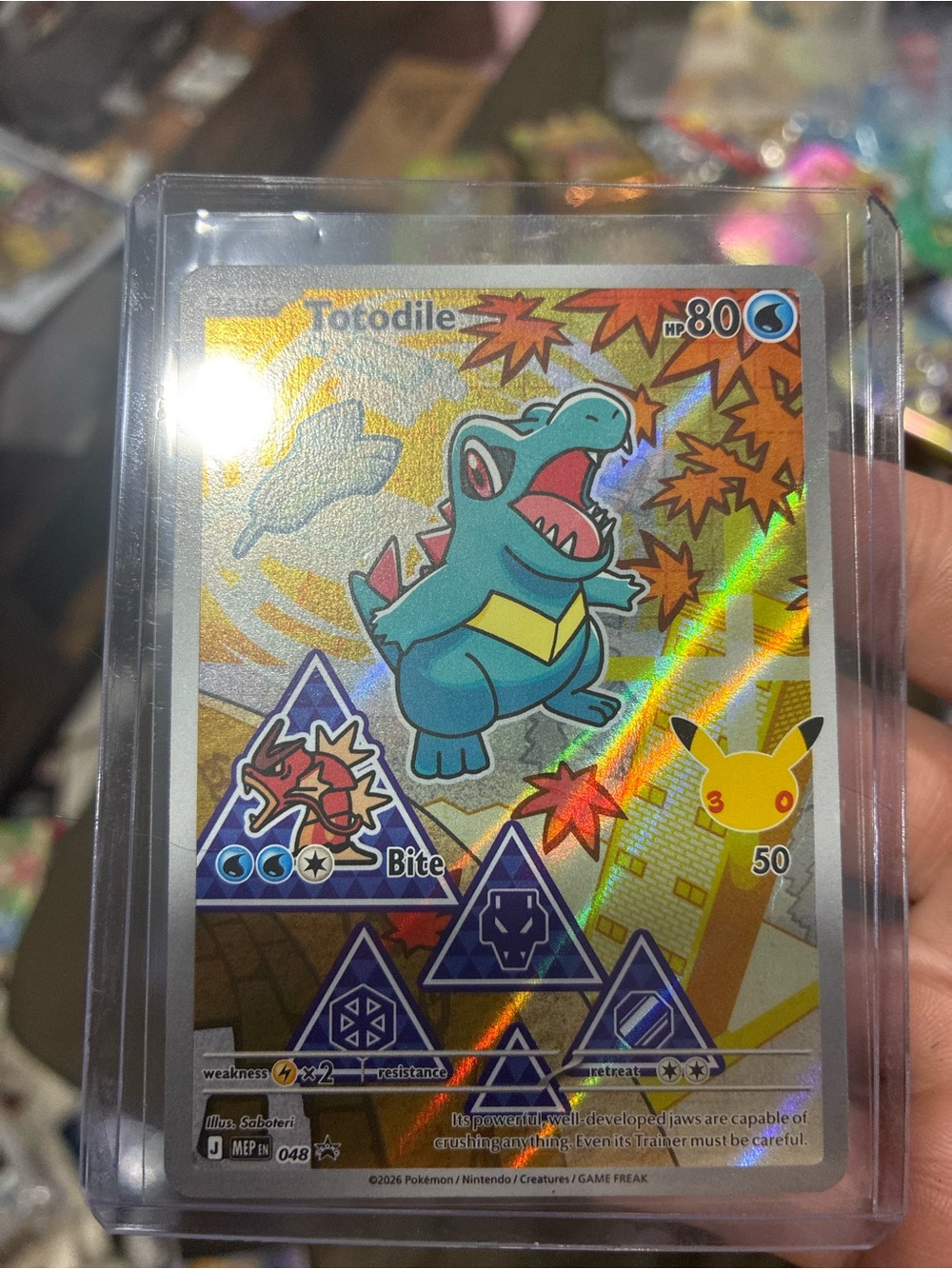 Tododile Holographic Reptile Trading Card - Blue